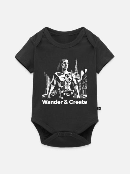Reise Kunst Design Weltkarte Paris Wanderlust  - Baby Premium Kurzarmbody - Schwarz