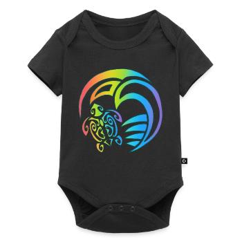 Tortue et océan multicolore - Body à manches courtes Premium Bébé - noir - Devant