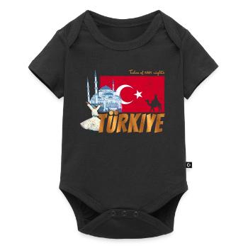 Türkiye Istanbul Vintage Fahne Türkei Sovenir - Baby Premium Kurzarmbody - Schwarz - Vorne