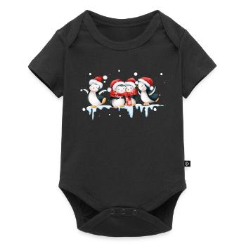 Drôle de pinguin Noël - Body à manches courtes Premium Bébé - noir - Devant