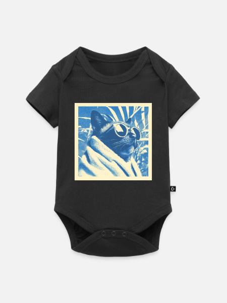 Cool Retro Cat Design - Baby Premium Kurzarmbody - Schwarz