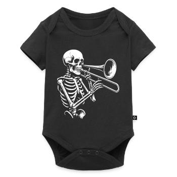 Silhouette de trompette squelette jazz - Body à manches courtes Premium Bébé - noir - Devant