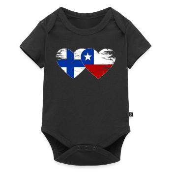 Finland Chile Flag Heart - Baby Premium short-sleeve bodysuit - black - Front