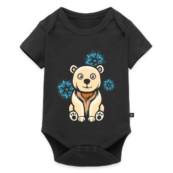 Cartoon Polar Bear with Snowflakes - Baby Premium short-sleeve bodysuit - black - Front