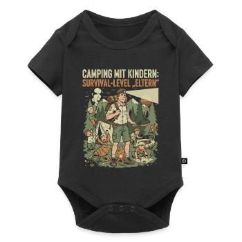 Camping with children - survival level parents - Baby Premium short-sleeve bodysuit - black - Front