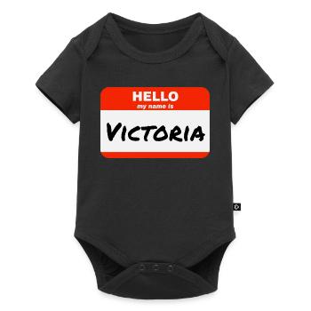 Hello My Name Is Victoria Étiquette Étiquette - Body à manches courtes Premium Bébé - noir - Devant