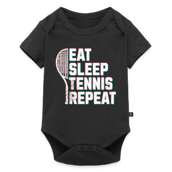 Tennis Eat sleep tennis glitch effect  - Baby Premium Kurzarmbody - Schwarz - Vorne