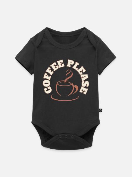 Kaffee bitte rundes Logo - Baby Premium Kurzarmbody - Schwarz