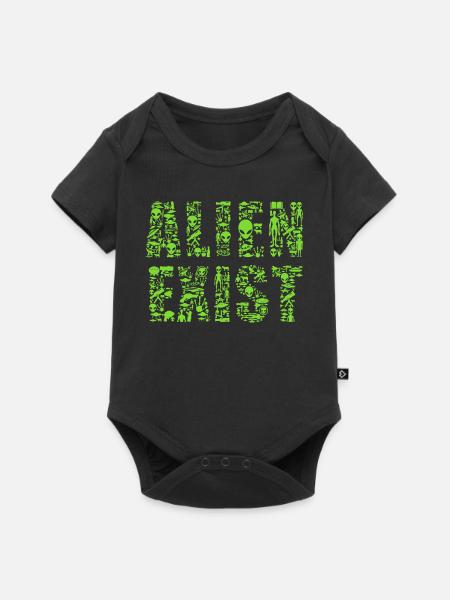 Alien existiert UFO Sci-Fi Shirt - Baby Premium Kurzarmbody - Schwarz