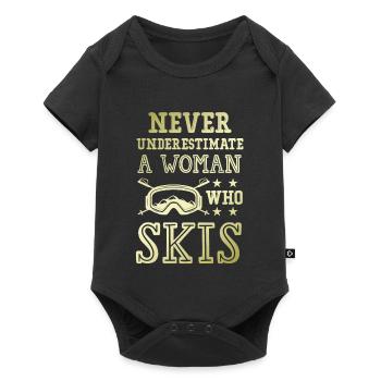 don't underestimate a ski woman - Baby Premium short-sleeve bodysuit - black - Front