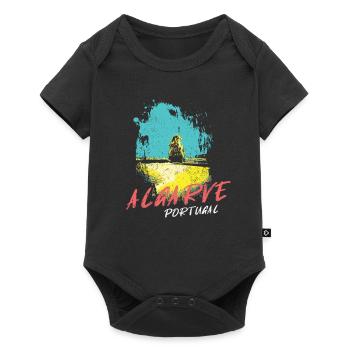 Beach Rocks Algarve Illustration Portugal - Baby Premium short-sleeve bodysuit - black - Front