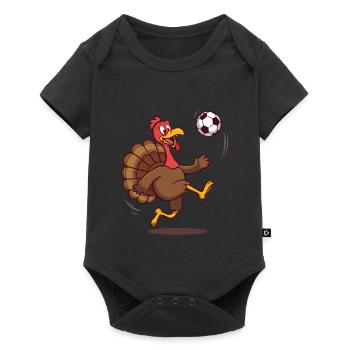 Turkey Playing Football Thanksgiving - Baby Premium short-sleeve bodysuit - black - Front