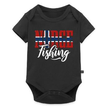Norge Fishing Flag - Norway Angler Gift - Baby Premium short-sleeve bodysuit - black - Front