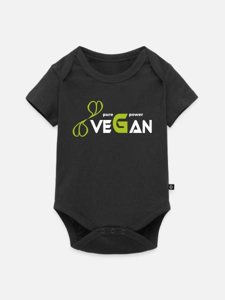 pure_vegan_power - Baby Premium Kurzarmbody - Schwarz