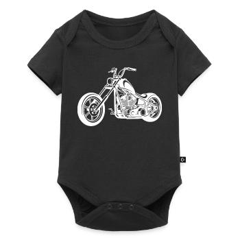 Chopper Motorrad Design in weiss - Baby Premium Kurzarmbody - Schwarz - Vorne