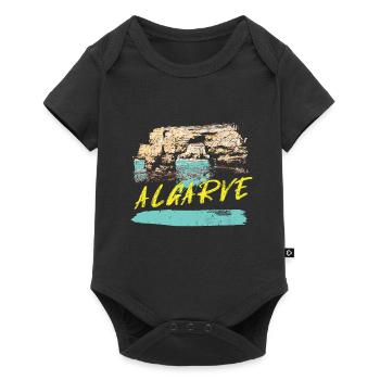 Cliffs Algarve illustration Portugal - Baby Premium short-sleeve bodysuit - black - Front