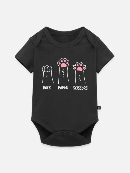 Katze Pfote Stein Papier Schere Tier Spiel Humor - Baby Premium Kurzarmbody - Schwarz