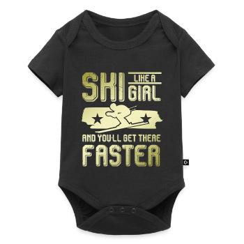 ski mädchen - Baby Premium Kurzarmbody - Schwarz - Vorne