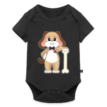 Hund Bräutigam Fliege Hochzeit - Baby Premium Kurzarmbody - Schwarz - Vorne