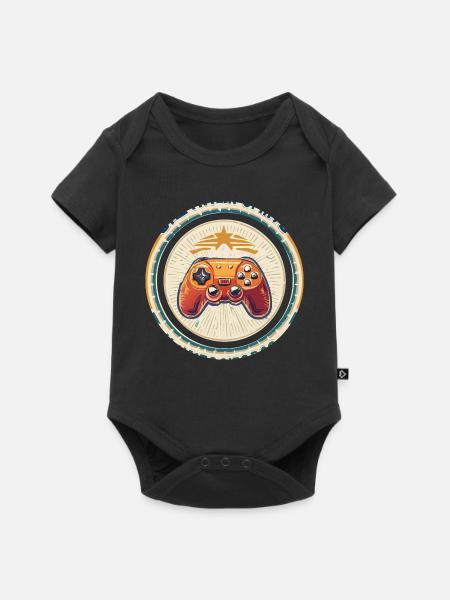 Retro Spielcontroller Abzeichen - Baby Premium Kurzarmbody - Schwarz