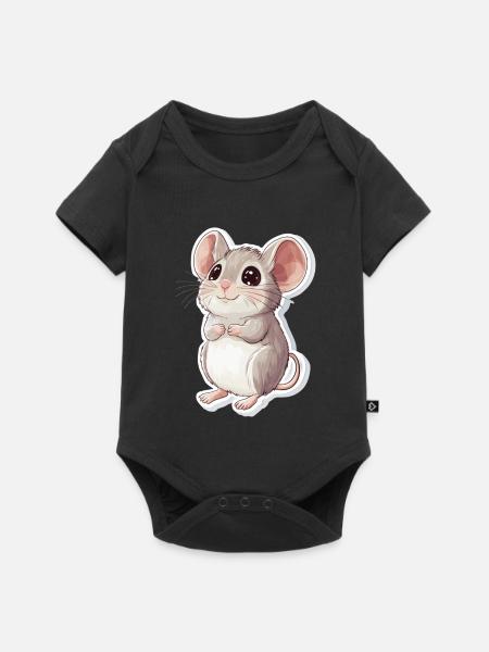 Maus - Baby Premium Kurzarmbody - Schwarz