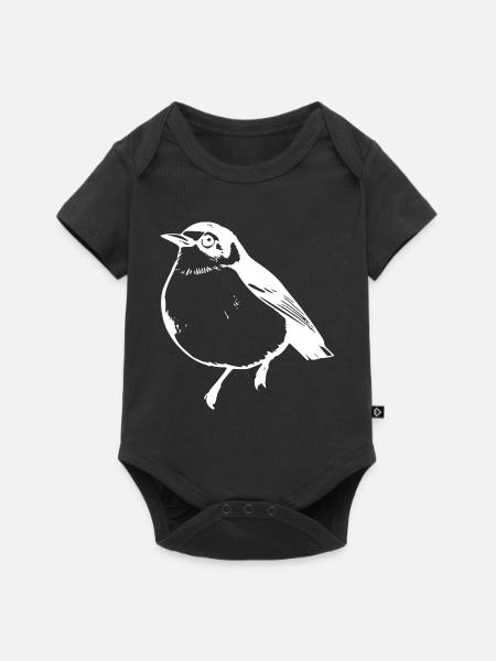 Vogel weiß - Baby Premium Kurzarmbody - Schwarz