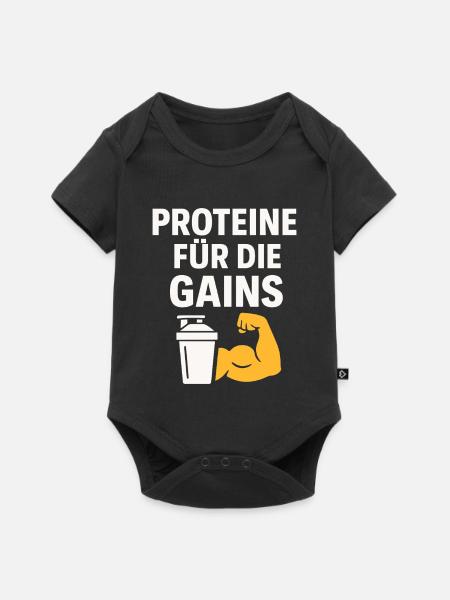 Proteine Für Die Gains - Baby Premium Kurzarmbody - Schwarz