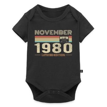 November 1980 Vintage Birthday Retro Tee - Body à manches courtes Premium Bébé - noir - Devant