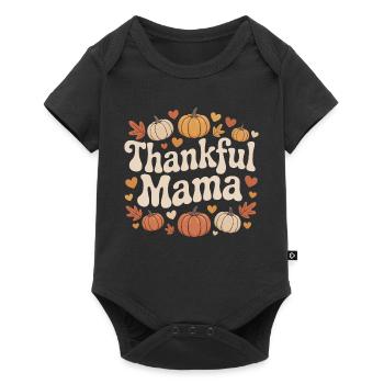 Maman reconnaissante Automne Citrouilles Coeurs Amour - Body à manches courtes Premium Bébé - noir - Devant