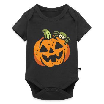 Funny Halloween pumpkin with spider - Baby Premium short-sleeve bodysuit - black - Front
