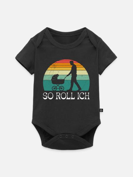 Bald Papa SO ROLL ICH LUSTIG - Baby Premium Kurzarmbody - Schwarz