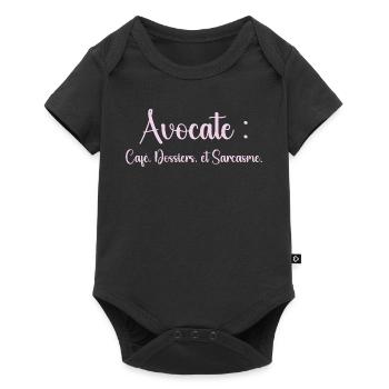 Avocate : café, dossiers et sarcasme - Body à manches courtes Premium Bébé - noir - Devant