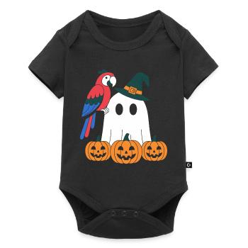 Citrouille fantôme et perroquet Halloween - Body à manches courtes Premium Bébé - noir - Devant