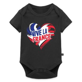 Tricolor heart Vive La France - Baby Premium short-sleeve bodysuit - black - Front