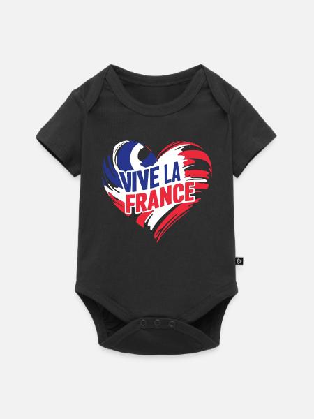 Dreifarbiges Herz Vive La France - Baby Premium Kurzarmbody - Schwarz