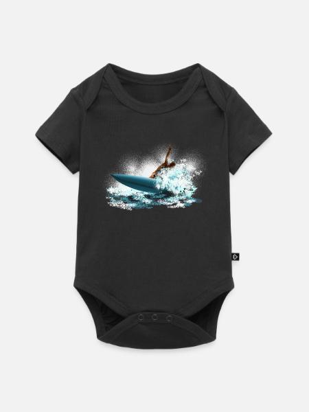 Wellenreiter Sturmwelle Surfer - Baby Premium Kurzarmbody - Schwarz