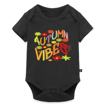 Autumn Vibes Floral Pattern Leaves Motif Saying Top - Baby Premium short-sleeve bodysuit - black - Front
