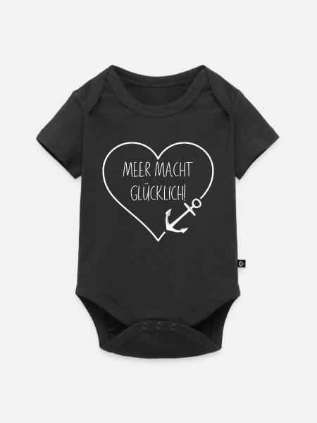 Meeresliebe macht glücklich - Baby Premium Kurzarmbody - Schwarz