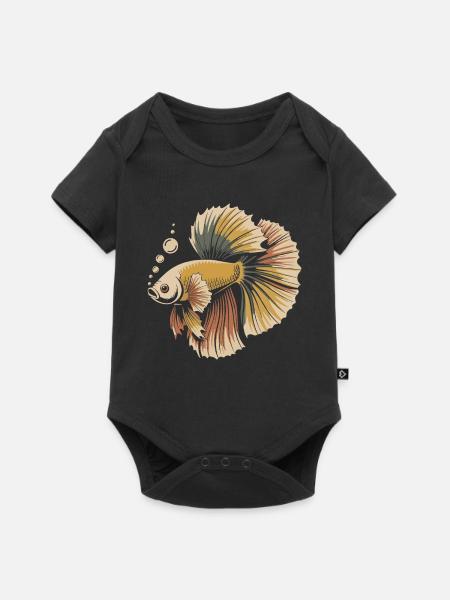Betta Farbexplosion Fisch - Baby Premium Kurzarmbody - Schwarz