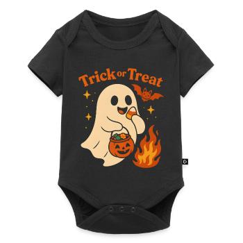 Halloween Ghost with Pumpkin Bowl - Baby Premium short-sleeve bodysuit - black - Front