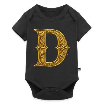 Ornamentgold Initiale D - Baby Premium Kurzarmbody - Schwarz - Vorne