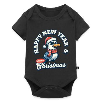 Cheeky Seagull – Joyeux Noël et Bonne Année - Body à manches courtes Premium Bébé - noir - Devant