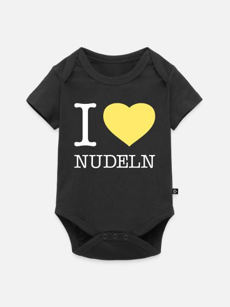 I love Nudeln - Baby Premium Kurzarmbody - Schwarz