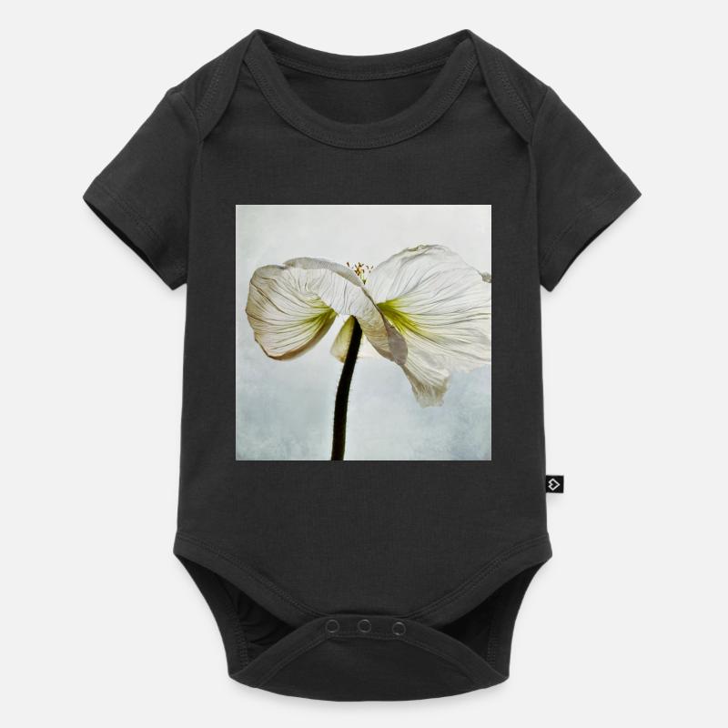 Fleur de pavot blanc - Body à manches courtes Premium Bébé - noir