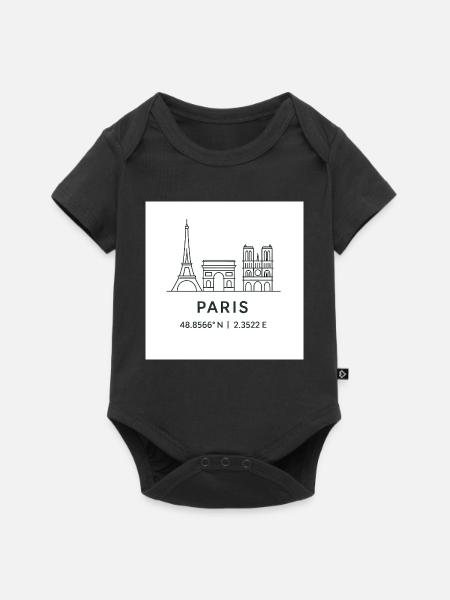 Paris Linienkunst Silhouette Wahrzeichen - Baby Premium Kurzarmbody - Schwarz