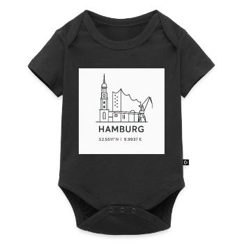 Hambourg Line Art Silhouette Point de repère - Body à manches courtes Premium Bébé - noir - Devant