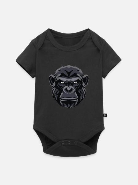 Geometrischer Gorillakopf - Baby Premium Kurzarmbody - Schwarz