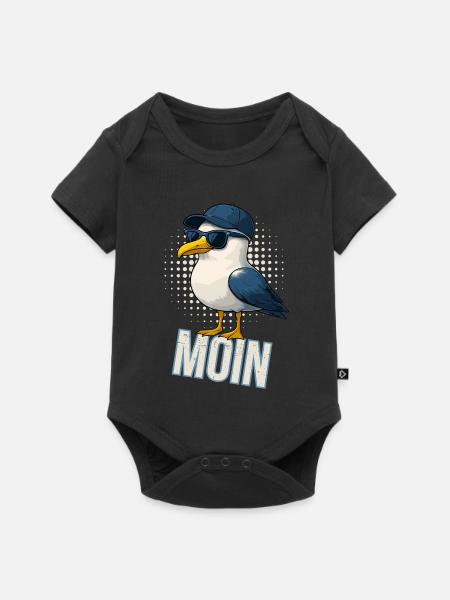 Moin - Möwe mit Sonnenbrille - Baby Premium Kurzarmbody - Schwarz