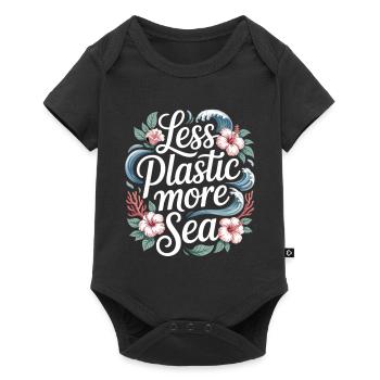 Moins de plastique, plus de mer – Design environnemental, Fleurs - Body à manches courtes Premium Bébé - noir - Devant