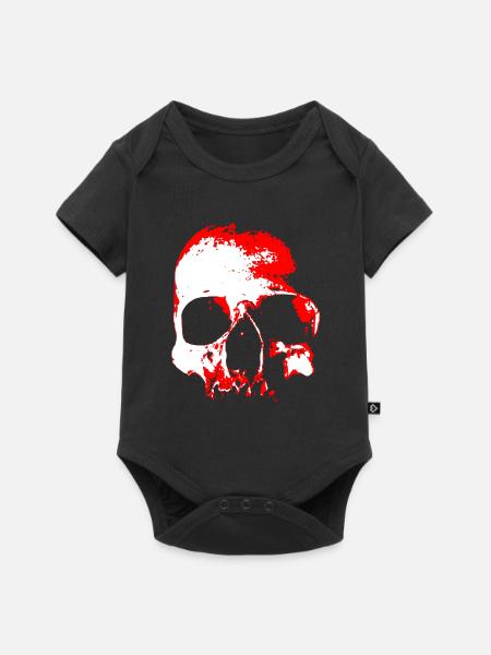 Roter Schädel Kontrast - Baby Premium Kurzarmbody - Schwarz